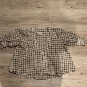 Urban Outfitters Checkered V-Neck Blouse